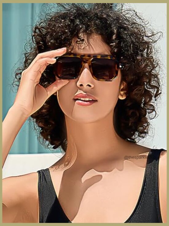 Retro Square Aviator Sunglasses Plastic Frame UV400 Protection main image 6